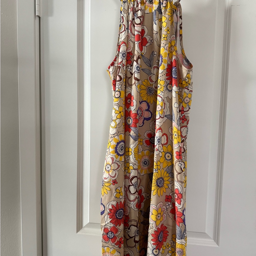 Tori Richard Multicolor Floral Backless Dress